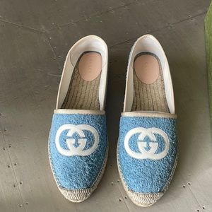 Gucci blue terrycloth fabric espadrilles flats sz 41.5
